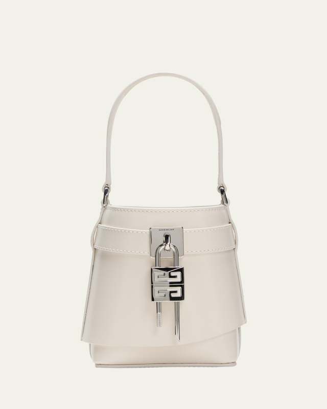 Shark Lock Micro Bucket Bag in Box Leather